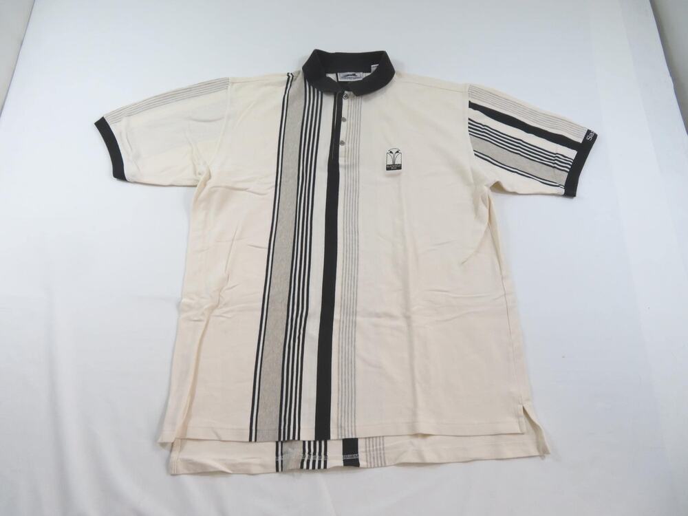Slazenger Golf Polo Shirt Casual Soft Black Striped Collar Sz 2XL 1990s